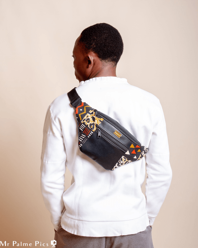 Sac banane en similicuir et wax