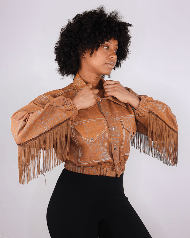 Veste à frange (marron) en pré-commande