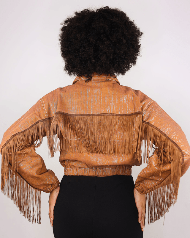 Veste à frange (marron) en pré-commande