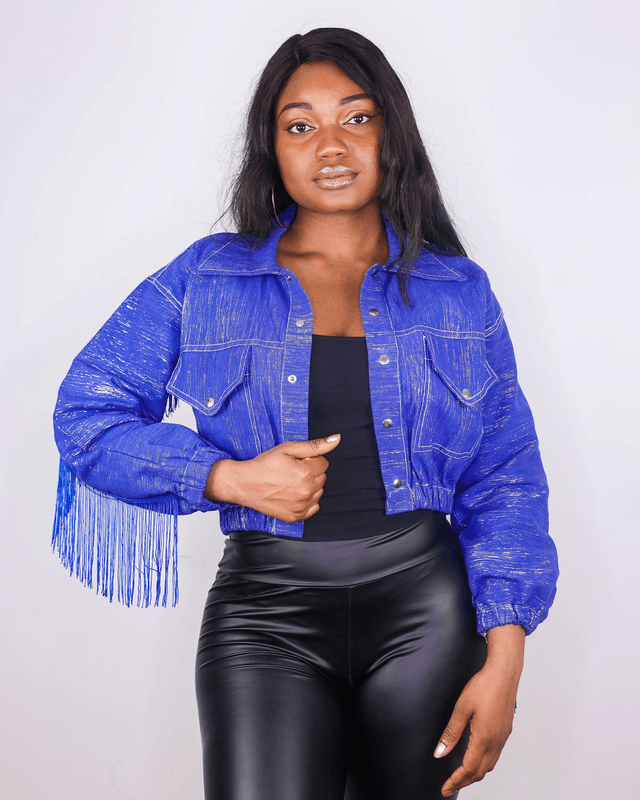 Veste à frange (bleu) en pré-commande