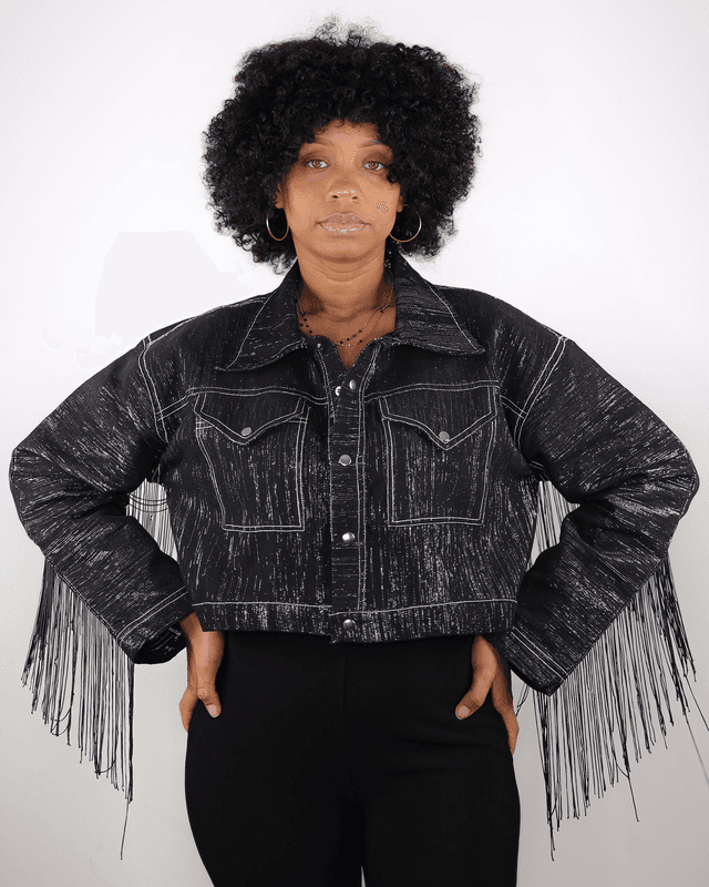 Veste à frange (noir)