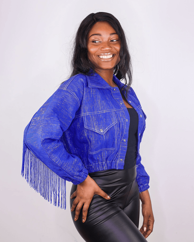 Veste à frange (bleu) en pré-commande
